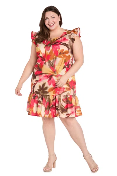 R & M Richards 4105w Plus Size Short Floral Cocktail Dress In Multi