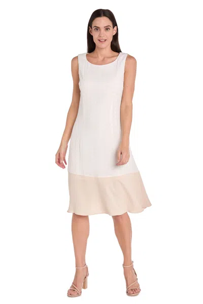 R & M Richards 4117 Short Cocktail Midi Length Dress In Neutral