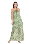 R & M Richards 4136 Long Maxi Formal Print Dress In Green