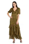 R & M Richards 4157 Long Formal Ruffle Maxi Dress In Green