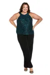 R & M Richards 4212w Long Glitter Lace Formal Plus Size Jumpsuit In Multi