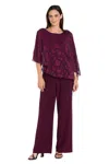 R & M Richards 4263 Long Print Formal Jumpsuit In Purple