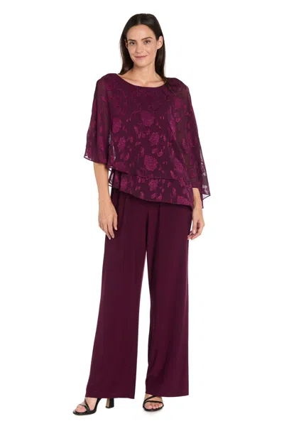 R & M Richards 4263 Long Print Formal Jumpsuit In Purple