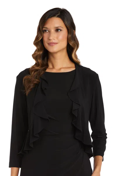 R & M Richards 42780 Formal 3/4 Sleeve Ruffle Jacket In Black