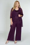 R & M Richards 5008w Plus Size Formal Evening Pant Suit In Burgundy