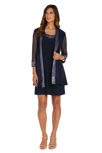 R & M Richards 5327 Short Dress Jacket Set In Blue