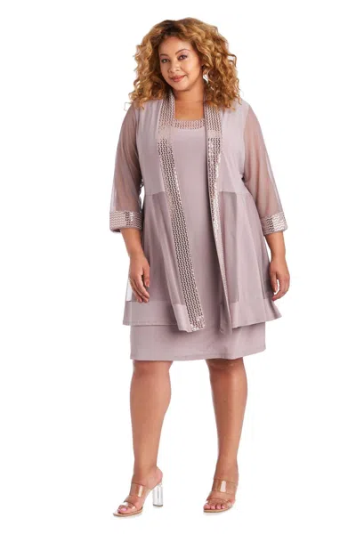 R & M Richards 5327w Short Plus Size Jacket Dress In Purple