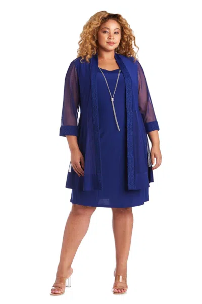R & M Richards 5394w Short Plus Size Formal Dress Jacket In Blue