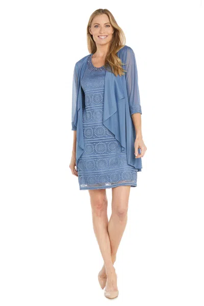 R & M Richards 5558 Short Mother Of The Bride Dress In Blue