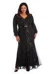 R & M Richards 5649w Long Sleeve Plus Size Dress In Black