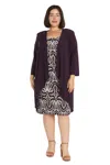 R & M Richards 5798w Short Printed Plus Size Dress Jacket Set In Black