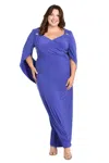 R & M Richards 5899w Long Formal Plus Size Dress In Blue