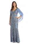 R & M Richards 5909 Long Mother Of The Bride Dress In Blue