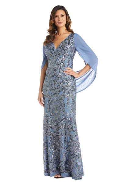 R & M Richards 5909 Long Mother Of The Bride Dress In Blue