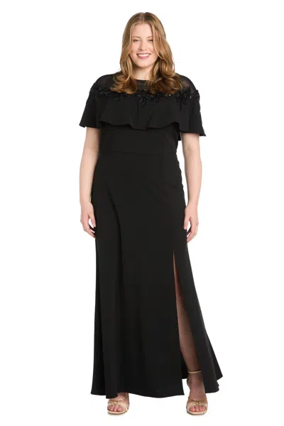 R & M Richards 6134w Long Formal Plus Size Dress In Black