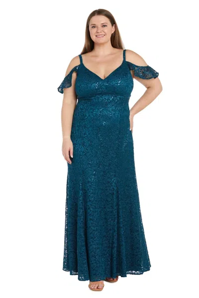 R & M RICHARDS 6177W PLUS SIZE LONG FORMAL GLITTER DRESS