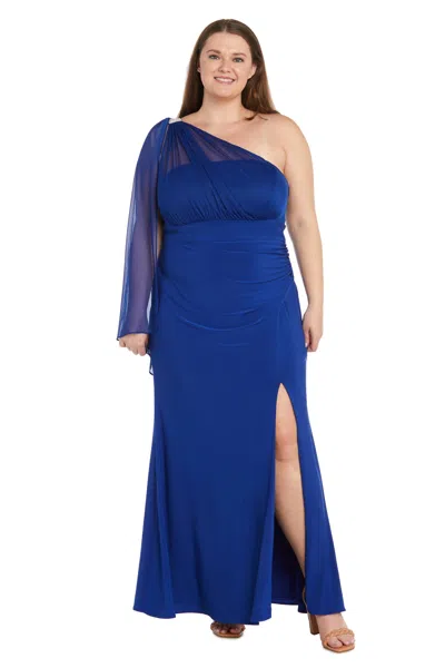 R & M Richards 6191w Overlay Long Fitted Formal Prom Plus Size Dress In Blue