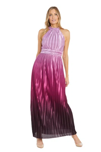 R & M Richards 6606 Ombre Pleated Long Formal Prom Dress In Purple