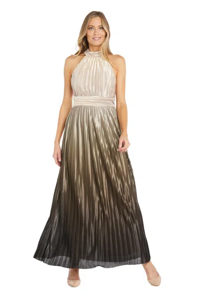 R & M Richards 6606p Long Pleated Formal Ombre Petite Dress In Green