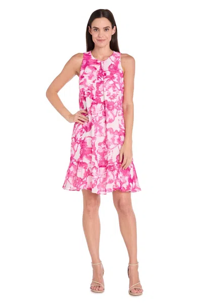 R & M Richards 6655 Short Floral Print Cocktail Dress In Pink