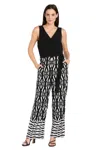 R & M Richards 6678 Long Formal Printed Jumpsuit In Black