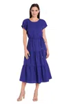 R & M Richards 6680 Short A Line Midi Length Cocktail Dress In Blue