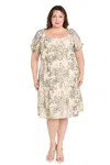 R & M Richards 6688w Plus Size Short Floral Print Cocktail Dress In Multi