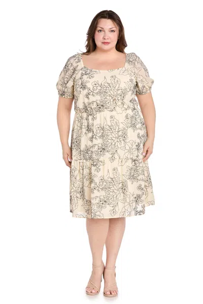 R & M Richards 6688w Plus Size Short Floral Print Cocktail Dress In Multi