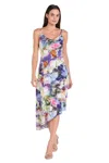 R & M Richards 7220 High Low Cocktail Printed Dress In Multi
