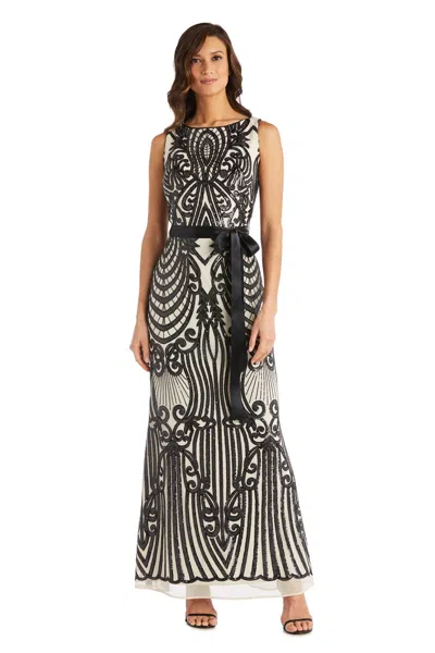 R & M Richards 7380 Long Sequin Formal Evening Dress In Black