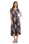 R & M Richards 7790 High Low Print Dress In Multi