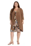 R & M Richards 7907w Plus Size Short Jacket Dress In Brown