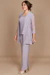 R & M Richards 8764 Formal Pant Suit For Mother Of The Bride In Gray