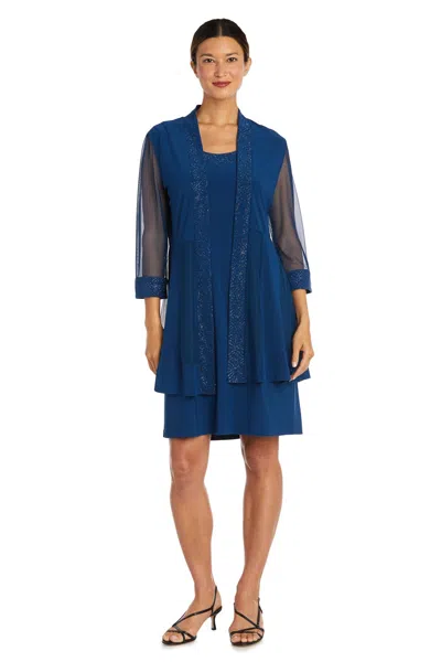 R & M Richards 8993 Short Mother Of The Bride Dress In Blue