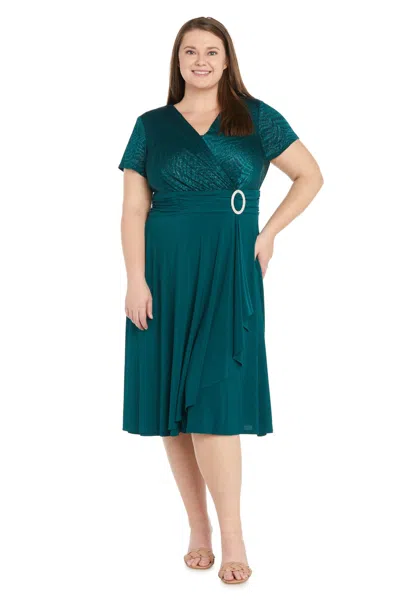 R & M Richards 9109w Short Formal Plus Size Dress In Green