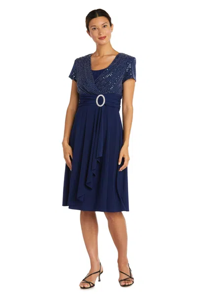 R & M Richards 9119 Mother Of The Bride Short Dress In Blue