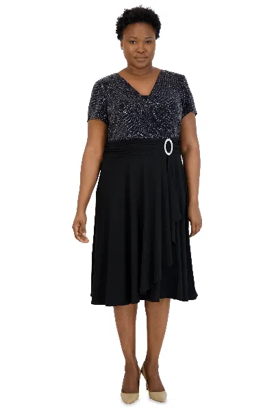 R & M Richards 9119w Short Plus Size Cocktail Dress In Black