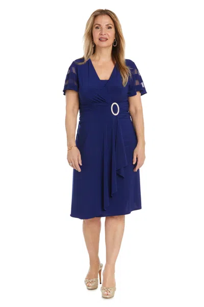 R & M Richards 9129 Short Mother Of The Bride Cocktail Dress In Blue