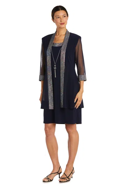 R & M Richards 9147 Short Two Piece Jacket Dress In Blue