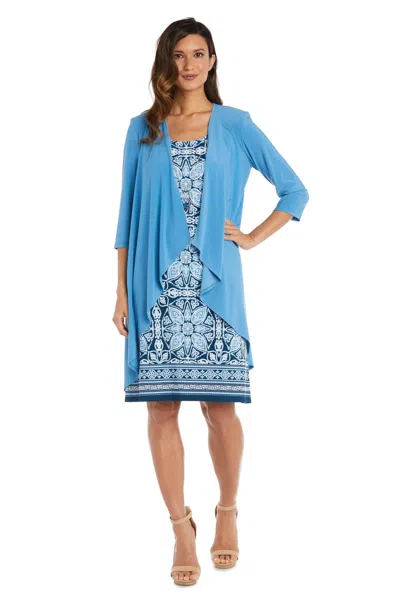 R & M Richards Petite Two-piece Floral-mesh Jacket Sheath Dress In Slate