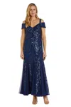 R & M Richards 9299 Long Mother Of The Bride Dress In Blue