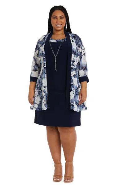 R & M Richards 9313w Plus Size Jacket Short Dress In Multi