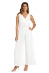 R & M Richards 9365p Long Formal Petite Jumpsuit In White