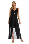 R & M Richards 9714 High Low Sleeveless Chiffon Dress In Black