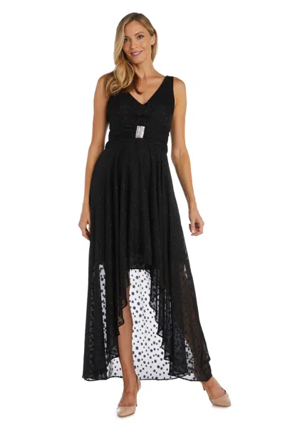 R & M Richards 9714 High Low Sleeveless Chiffon Dress In Black