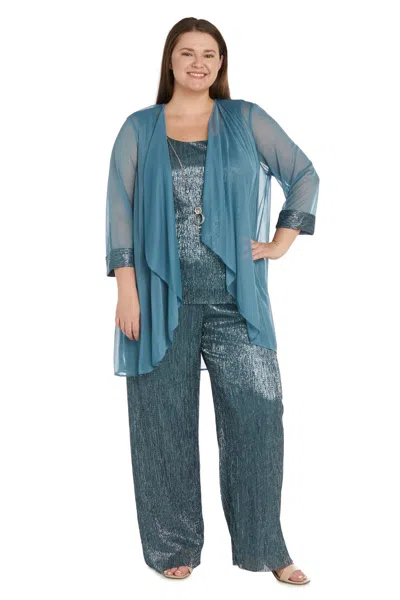R & M Richards 9722w Plus Size Formal Pantsuit In Green