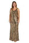 R & M Richards 9739 Long Sequins Formal Dress In Gold