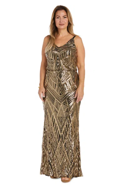 R & M Richards 9739 Long Sequins Formal Dress In Gold