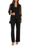 R & M Richards Embellished Neck 2-piece Pants Suit In Black In Black
