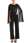 R & M Richards Formal Capelet Jumpsuit In Black In Black